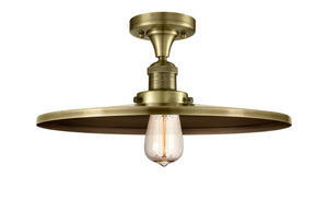 517-1CH-AB-MFR-AB-16 1-Light 16" Antique Brass Semi-Flush Mount - Antique Brass Appalachian Shade - LED Bulb - Dimmensions: 16 x 16 x 6.75 - Sloped Ceiling Compatible: No