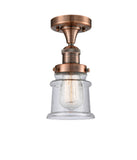 517-1CH-AC-G184S 1-Light 6" Antique Copper Semi-Flush Mount - Seedy Small Canton Glass - LED Bulb - Dimmensions: 6 x 6 x 11.5 - Sloped Ceiling Compatible: No