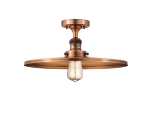 517-1CH-AC-MFR-AC-16 1-Light 16" Antique Copper Semi-Flush Mount - Antique Copper Appalachian Shade - LED Bulb - Dimmensions: 16 x 16 x 6.75 - Sloped Ceiling Compatible: No