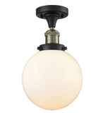 517-1CH-AB-G201-8-LED 8" 1-Light Antique Brass LED Semi-Flush Mount LED