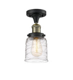 517-1CH-BAB-G513 1-Light 5" Black Antique Brass Semi-Flush Mount - Clear Deco Swirl Small Bell Glass - LED Bulb - Dimmensions: 5 x 5 x 9 - Sloped Ceiling Compatible: No