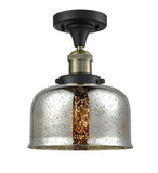 517-1CH-BAB-G78 1-Light 8" Black Antique Brass Semi-Flush Mount - Silver Plated Mercury Large Bell Glass - LED Bulb - Dimmensions: 8 x 8 x 9 - Sloped Ceiling Compatible: No