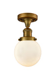 1-Light 6" Beacon Semi-Flush Mount - Globe-Orb Matte White Glass LED