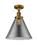 Innovations Lightging 517-1CH-BB-G43-L-LED 1-Light 12" Brushed Brass Semi-Flush Mount -  Plated Smoke X-Large Cone Glass - Bulbs Included