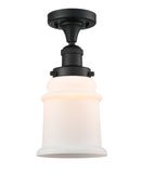 517-1CH-BK-G181 1-Light 6" Matte Black Semi-Flush Mount - Matte White Canton Glass - LED Bulb - Dimmensions: 6 x 6 x 11.5 - Sloped Ceiling Compatible: No