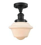 517-1CH-BK-G531 1-Light 7.5" Matte Black Semi-Flush Mount - Matte White Cased Small Oxford Glass - LED Bulb - Dimmensions: 7.5 x 7.5 x 11 - Sloped Ceiling Compatible: No