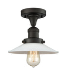 517-1CH-OB-G1 1-Light 8.5" Oil Rubbed Bronze Semi-Flush Mount - White Halophane Glass - LED Bulb - Dimmensions: 8.5 x 8.5 x 8 - Sloped Ceiling Compatible: No