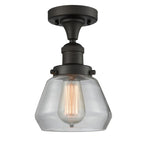 517-1CH-OB-G172 1-Light 6.75" Oil Rubbed Bronze Semi-Flush Mount - Clear Fulton Glass - LED Bulb - Dimmensions: 6.75 x 6.75 x 10.5 - Sloped Ceiling Compatible: No
