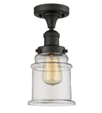 517-1CH-OB-G182 1-Light 6" Oil Rubbed Bronze Semi-Flush Mount - Clear Canton Glass - LED Bulb - Dimmensions: 6 x 6 x 11.5 - Sloped Ceiling Compatible: No