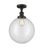 517-1CH-OB-G202-12 1-Light 12" Oil Rubbed Bronze Semi-Flush Mount - Clear Beacon Glass - LED Bulb - Dimmensions: 12 x 12 x 15 - Sloped Ceiling Compatible: No
