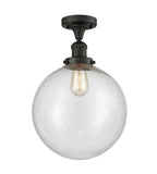 517-1CH-OB-G204-12 1-Light 12" Oil Rubbed Bronze Semi-Flush Mount - Seedy Beacon Glass - LED Bulb - Dimmensions: 12 x 12 x 15 - Sloped Ceiling Compatible: No