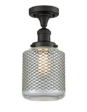 517-1CH-OB-G262-LED 1-Light 6" Stanton Oil Rubbed Bronze Semi-Flush Mount - Vintage Wire Mesh Stanton Glass