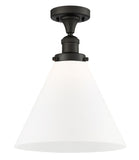 517-1CH-OB-G41-L 1-Light 12" Oil Rubbed Bronze Semi-Flush Mount - Matte White Cased Cone 12" Glass - LED Bulb - Dimmensions: 12 x 12 x 16 - Sloped Ceiling Compatible: No