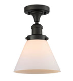 517-1CH-OB-G41 1-Light 7.75" Oil Rubbed Bronze Semi-Flush Mount - Matte White Cased Large Cone Glass - LED Bulb - Dimmensions: 7.75 x 7.75 x 11.5 - Sloped Ceiling Compatible: No