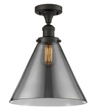 517-1CH-OB-G43-L 1-Light 12" Oil Rubbed Bronze Semi-Flush Mount - Plated Smoke Cone 12" Glass - LED Bulb - Dimmensions: 12 x 12 x 16 - Sloped Ceiling Compatible: No