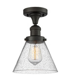 517-1CH-OB-G44 1-Light 7.75" Oil Rubbed Bronze Semi-Flush Mount - Seedy Large Cone Glass - LED Bulb - Dimmensions: 7.75 x 7.75 x 11.5 - Sloped Ceiling Compatible: No