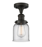517-1CH-OB-G52 1-Light 5" Oil Rubbed Bronze Semi-Flush Mount - Clear Small Bell Glass - LED Bulb - Dimmensions: 5 x 5 x 9 - Sloped Ceiling Compatible: No