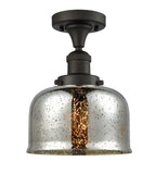 517-1CH-OB-G78 1-Light 8" Oil Rubbed Bronze Semi-Flush Mount - Silver Plated Mercury Large Bell Glass - LED Bulb - Dimmensions: 8 x 8 x 9 - Sloped Ceiling Compatible: No