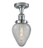 517-1CH-PC-G165 1-Light 7" Polished Chrome Semi-Flush Mount - Clear Crackle Geneseo Glass - LED Bulb - Dimmensions: 7 x 7 x 13.5 - Sloped Ceiling Compatible: No