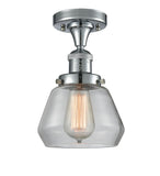 517-1CH-PC-G172 1-Light 6.75" Polished Chrome Semi-Flush Mount - Clear Fulton Glass - LED Bulb - Dimmensions: 6.75 x 6.75 x 10.5 - Sloped Ceiling Compatible: No