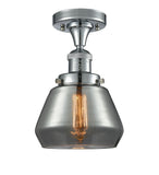 517-1CH-PC-G173 1-Light 6.75" Polished Chrome Semi-Flush Mount - Plated Smoke Fulton Glass - LED Bulb - Dimmensions: 6.75 x 6.75 x 10.5 - Sloped Ceiling Compatible: No