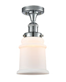 517-1CH-PC-G181 1-Light 6" Polished Chrome Semi-Flush Mount - Matte White Canton Glass - LED Bulb - Dimmensions: 6 x 6 x 11.5 - Sloped Ceiling Compatible: No