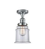 517-1CH-PC-G182 1-Light 6" Polished Chrome Semi-Flush Mount - Clear Canton Glass - LED Bulb - Dimmensions: 6 x 6 x 11.5 - Sloped Ceiling Compatible: No