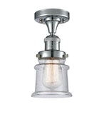 517-1CH-PC-G184S 1-Light 6" Polished Chrome Semi-Flush Mount - Seedy Small Canton Glass - LED Bulb - Dimmensions: 6 x 6 x 11.5 - Sloped Ceiling Compatible: No