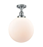 517-1CH-PC-G201-12 1-Light 12" Polished Chrome Semi-Flush Mount - Matte White Cased Beacon Glass - LED Bulb - Dimmensions: 12 x 12 x 15 - Sloped Ceiling Compatible: No