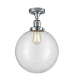 517-1CH-PC-G202-12 1-Light 12" Polished Chrome Semi-Flush Mount - Clear Beacon Glass - LED Bulb - Dimmensions: 12 x 12 x 15 - Sloped Ceiling Compatible: No