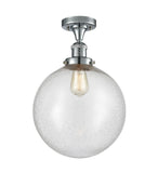 517-1CH-PC-G204-12 1-Light 12" Polished Chrome Semi-Flush Mount - Seedy Beacon Glass - LED Bulb - Dimmensions: 12 x 12 x 15 - Sloped Ceiling Compatible: No