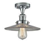 517-1CH-PC-G2 1-Light 8.5" Polished Chrome Semi-Flush Mount - Clear Halophane Glass - LED Bulb - Dimmensions: 8.5 x 8.5 x 8 - Sloped Ceiling Compatible: No
