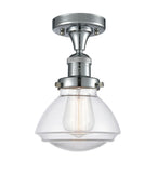 517-1CH-PC-G322 1-Light 6.75" Polished Chrome Semi-Flush Mount - Clear Olean Glass - LED Bulb - Dimmensions: 6.75 x 6.75 x 9.25 - Sloped Ceiling Compatible: No