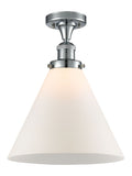 517-1CH-PC-G41-L 1-Light 12" Polished Chrome Semi-Flush Mount - Matte White Cased Cone 12" Glass - LED Bulb - Dimmensions: 12 x 12 x 16 - Sloped Ceiling Compatible: No