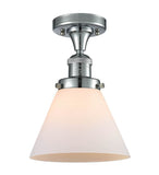 517-1CH-PC-G41 1-Light 7.75" Polished Chrome Semi-Flush Mount - Matte White Cased Large Cone Glass - LED Bulb - Dimmensions: 7.75 x 7.75 x 11.5 - Sloped Ceiling Compatible: No