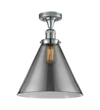 517-1CH-PC-G43-L 1-Light 12" Polished Chrome Semi-Flush Mount - Plated Smoke Cone 12" Glass - LED Bulb - Dimmensions: 12 x 12 x 16 - Sloped Ceiling Compatible: No