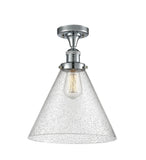 517-1CH-PC-G44-L 1-Light 12" Polished Chrome Semi-Flush Mount - Seedy Cone 12" Glass - LED Bulb - Dimmensions: 12 x 12 x 16 - Sloped Ceiling Compatible: No