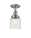 517-1CH-PC-G513 1-Light 5" Polished Chrome Semi-Flush Mount - Clear Deco Swirl Small Bell Glass - LED Bulb - Dimmensions: 5 x 5 x 9 - Sloped Ceiling Compatible: No