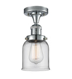 517-1CH-PC-G52 1-Light 5" Polished Chrome Semi-Flush Mount - Clear Small Bell Glass - LED Bulb - Dimmensions: 5 x 5 x 9 - Sloped Ceiling Compatible: No