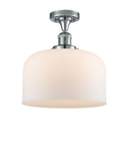 517-1CH-PC-G71-L 1-Light 12" Polished Chrome Semi-Flush Mount - Matte White Cased X-Large Bell Glass - LED Bulb - Dimmensions: 12 x 12 x 12 - Sloped Ceiling Compatible: No