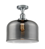 517-1CH-PC-G73-L 1-Light 12" Polished Chrome Semi-Flush Mount - Plated Smoke X-Large Bell Glass - LED Bulb - Dimmensions: 12 x 12 x 12 - Sloped Ceiling Compatible: No