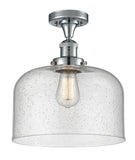 517-1CH-PC-G74-L 1-Light 12" Polished Chrome Semi-Flush Mount - Seedy X-Large Bell Glass - LED Bulb - Dimmensions: 12 x 12 x 12 - Sloped Ceiling Compatible: No