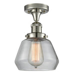 517-1CH-PN-G172 1-Light 6.75" Polished Nickel Semi-Flush Mount - Clear Fulton Glass - LED Bulb - Dimmensions: 6.75 x 6.75 x 10.5 - Sloped Ceiling Compatible: No