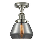517-1CH-PN-G173 1-Light 6.75" Polished Nickel Semi-Flush Mount - Plated Smoke Fulton Glass - LED Bulb - Dimmensions: 6.75 x 6.75 x 10.5 - Sloped Ceiling Compatible: No