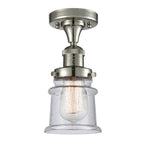 517-1CH-PN-G184S 1-Light 6" Polished Nickel Semi-Flush Mount - Seedy Small Canton Glass - LED Bulb - Dimmensions: 6 x 6 x 11.5 - Sloped Ceiling Compatible: No