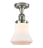 517-1CH-PN-G191 1-Light 6.25" Polished Nickel Semi-Flush Mount - Matte White Bellmont Glass - LED Bulb - Dimmensions: 6.25 x 6.25 x 11.5 - Sloped Ceiling Compatible: No