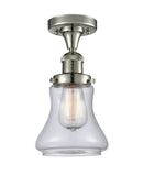 517-1CH-PN-G192 1-Light 6.25" Polished Nickel Semi-Flush Mount - Clear Bellmont Glass - LED Bulb - Dimmensions: 6.25 x 6.25 x 11.5 - Sloped Ceiling Compatible: No