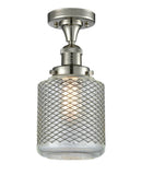 517-1CH-PN-G262-LED 1-Light 6" Stanton Polished Nickel Semi-Flush Mount - Vintage Wire Mesh Stanton Glass