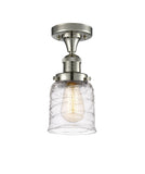 517-1CH-PN-G513 1-Light 5" Polished Nickel Semi-Flush Mount - Clear Deco Swirl Small Bell Glass - LED Bulb - Dimmensions: 5 x 5 x 9 - Sloped Ceiling Compatible: No