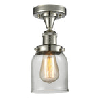 517-1CH-PN-G52 1-Light 5" Polished Nickel Semi-Flush Mount - Clear Small Bell Glass - LED Bulb - Dimmensions: 5 x 5 x 9 - Sloped Ceiling Compatible: No